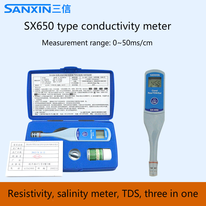 상해 sanxin sx650 전도도 미터, 지원 전극. 저항력, 염분 측정기, tds, 3 대 1.